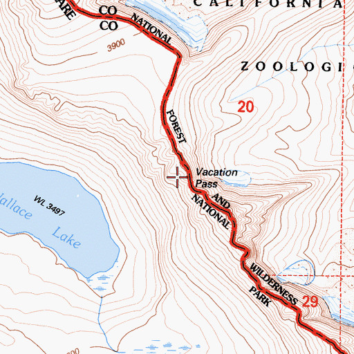 Topographic Map of Vacation Pass, CA