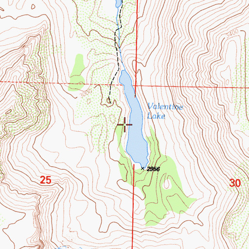 Topographic Map of Valentine Lake, CA