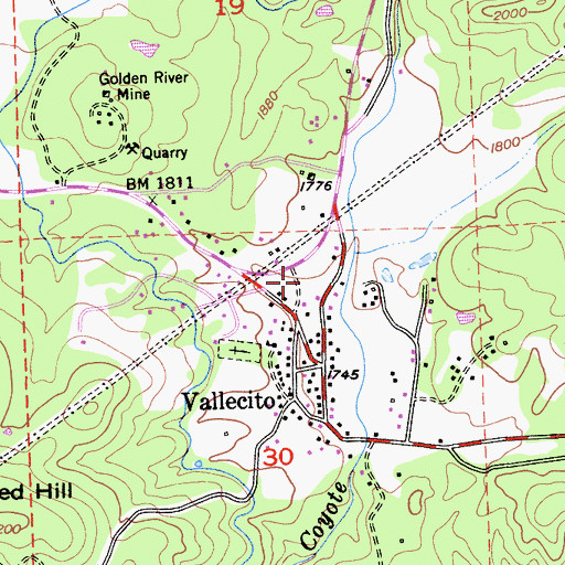 Topographic Map of Vallecito, CA