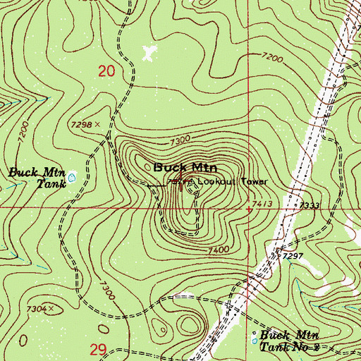 Topographic Map of Buck Mountain, AZ