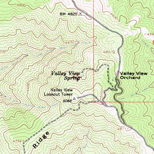 Topographic Map of Valley View Spring, CA