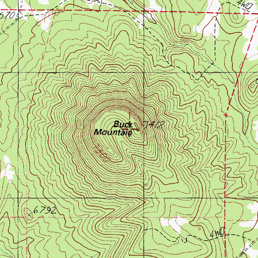 Topographic Map of Buck Mountain, AZ