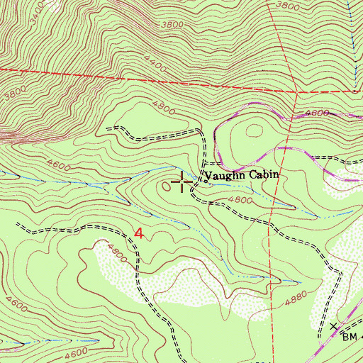 Topographic Map of Vaughn Cabin, CA