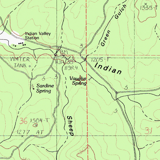 Topographic Map of Vaughn Spring, CA