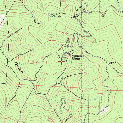 Topographic Map of Vencia Mine, CA