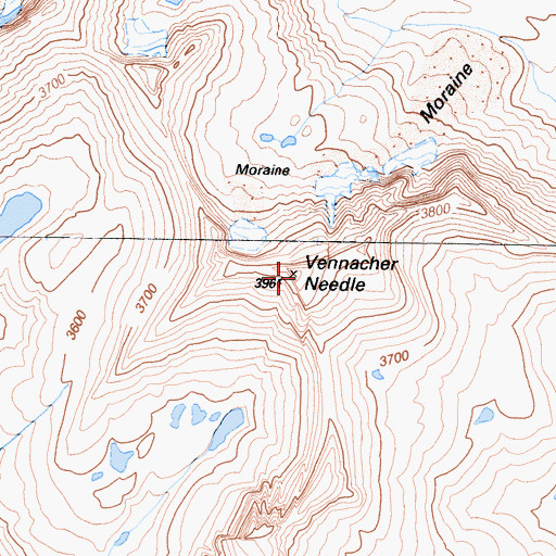 Topographic Map of Vennacher Needle, CA