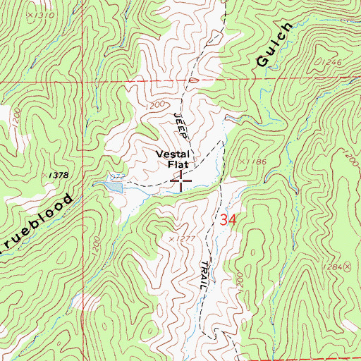 Topographic Map of Vestal Flat, CA