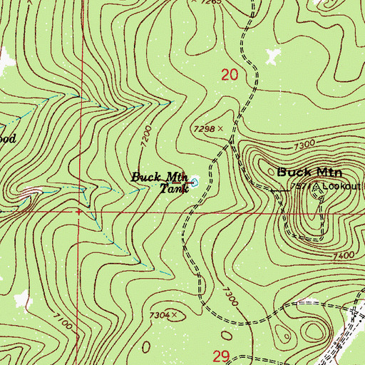 Topographic Map of Buck Mountain Tank, AZ