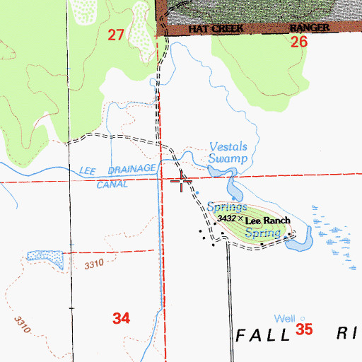 Topographic Map of Vestals Swamp, CA