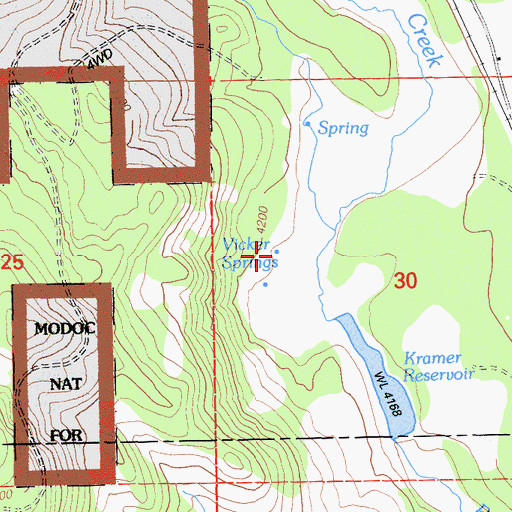 Topographic Map of Vicker Springs, CA