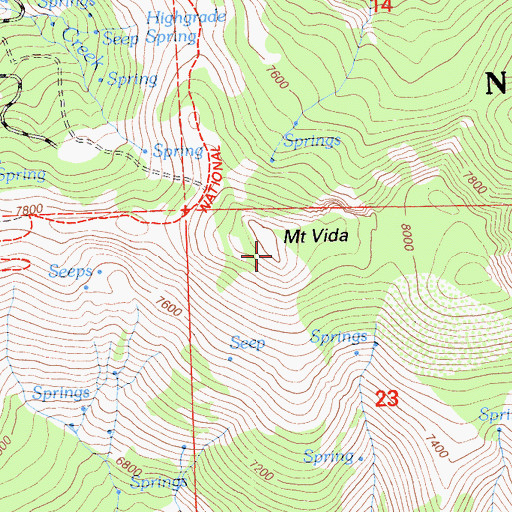 Topographic Map of Mount Vida, CA