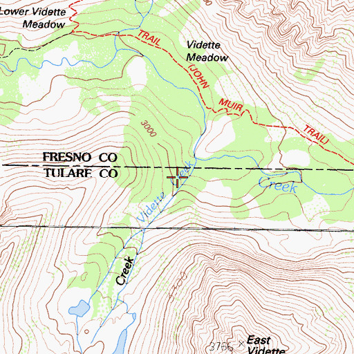 Topographic Map of Vidette Creek, CA