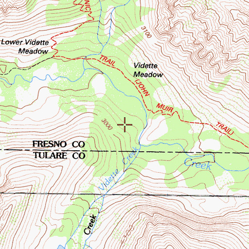 Topographic Map of Vidette Meadow, CA