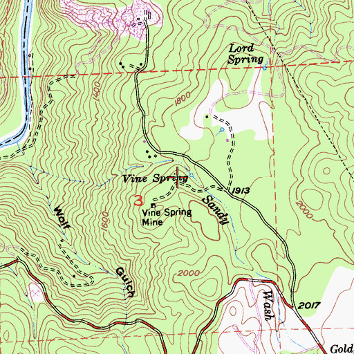 Topographic Map of Vine Spring, CA