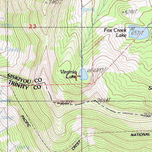 Topographic Map of Virginia Lake, CA