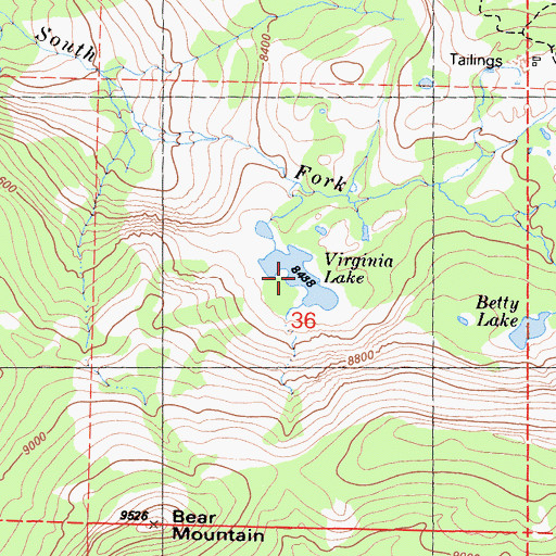 Topographic Map of Virginia Lake, CA