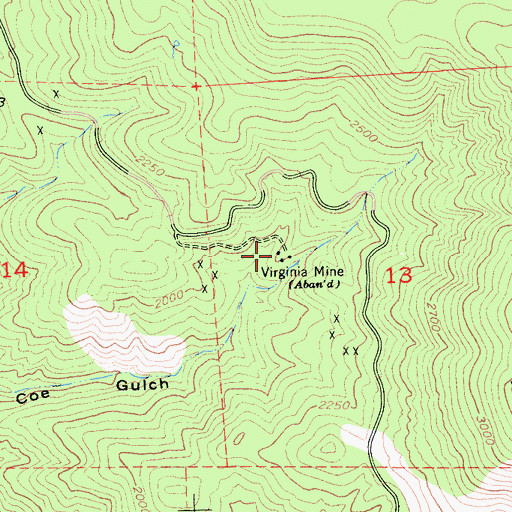 Topographic Map of Virginia Mine, CA