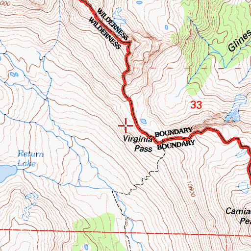 Topographic Map of Virginia Pass, CA
