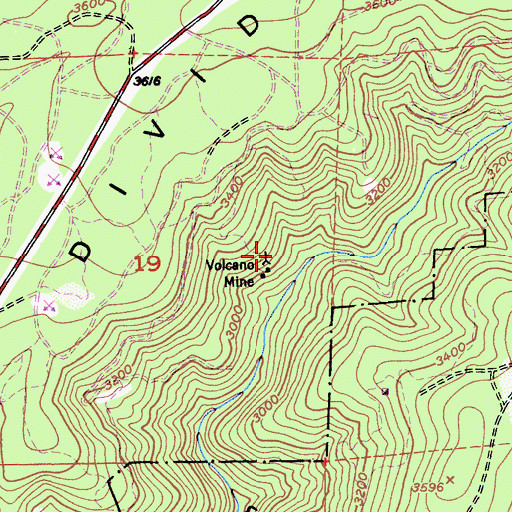 Topographic Map of Volcano Mine, CA