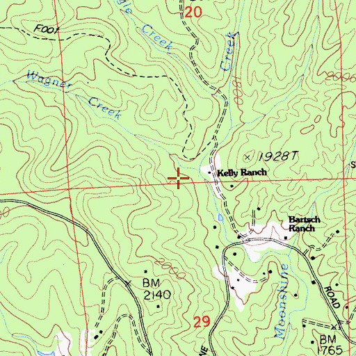 Topographic Map of Wagner Creek, CA