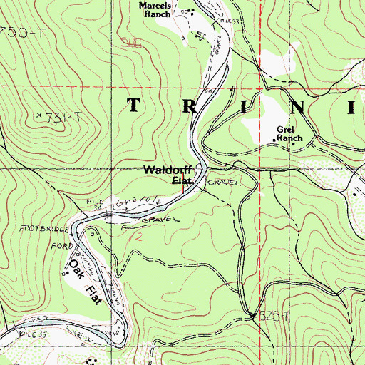 Topographic Map of Waldorff Flat, CA
