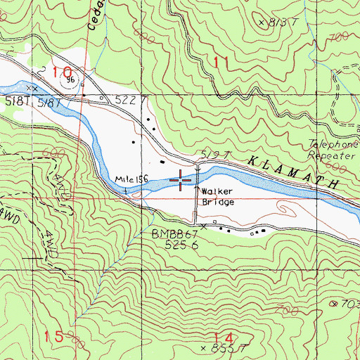Topographic Map of Walker Bridge, CA