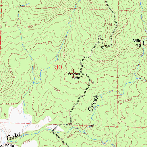 Topographic Map of Walker Cemetery, CA