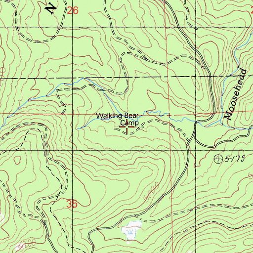 Topographic Map of Walking Bear Camp, CA