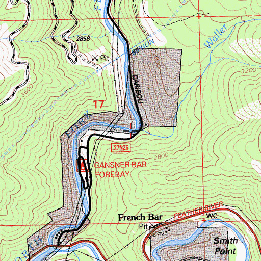 Topographic Map of Waller Creek, CA