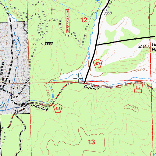 Topographic Map of Wapaunsie Creek, CA