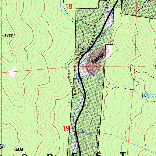 Topographic Map of Warren Creek, CA