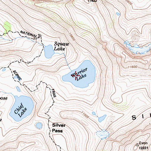 Topographic Map of Warrior Lake, CA