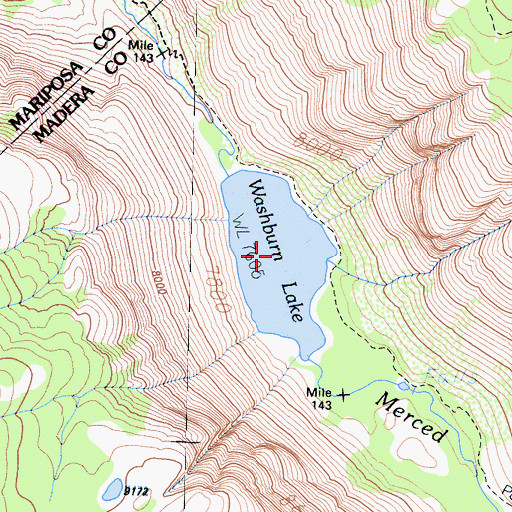 Topographic Map of Washburn Lake, CA