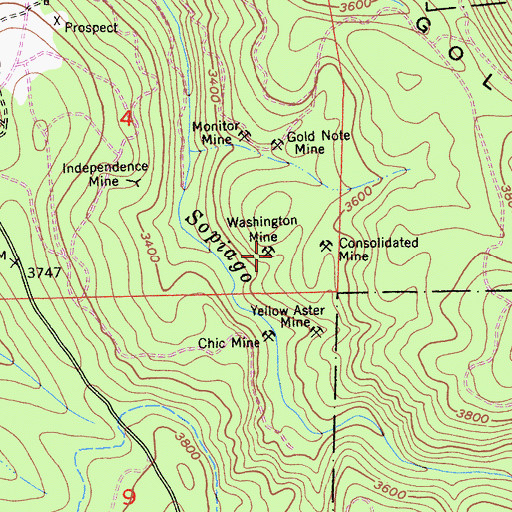 Topographic Map of Washington Mine, CA