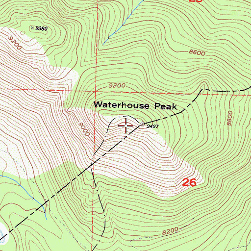 Topographic Map of Waterhouse Peak, CA