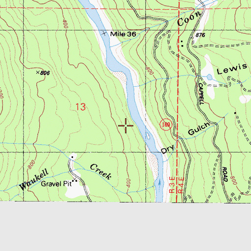 Topographic Map of Waukell Creek, CA