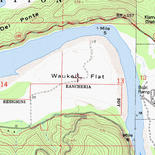 Topographic Map of Waukell Flat, CA