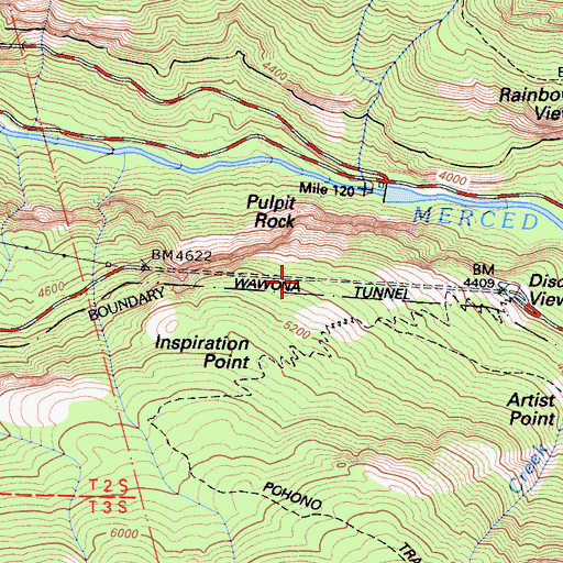 Topographic Map of Wawona Tunnel, CA