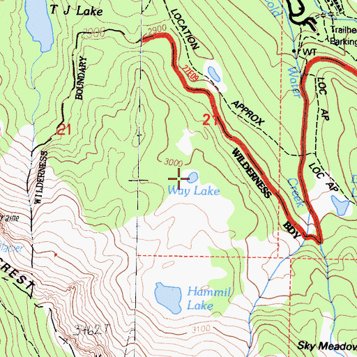 Topographic Map of Way Lake, CA