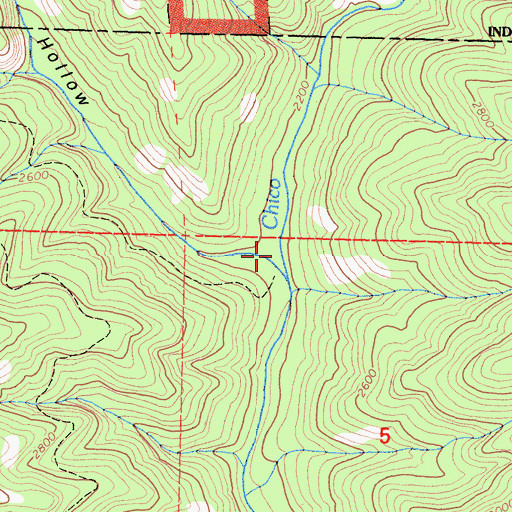 Topographic Map of Web Hollow, CA