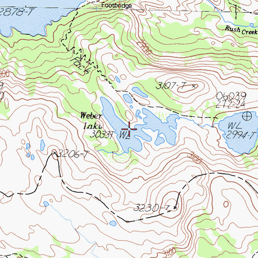 Topographic Map of Weber Lake, CA