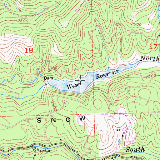 Topographic Map of Weber Reservoir, CA