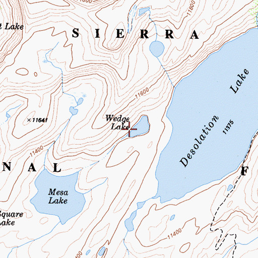 Topographic Map of Wedge Lake, CA