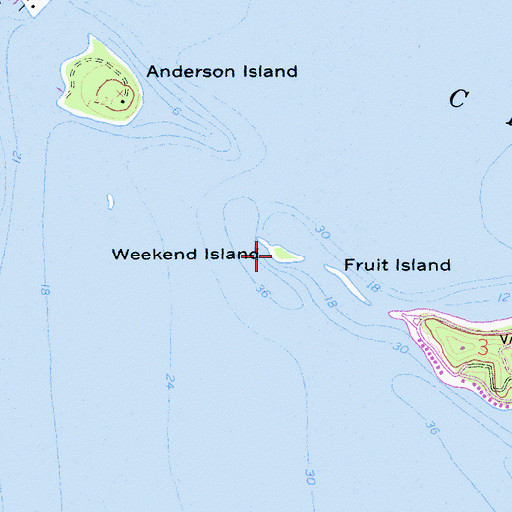 Topographic Map of Weekend Island, CA