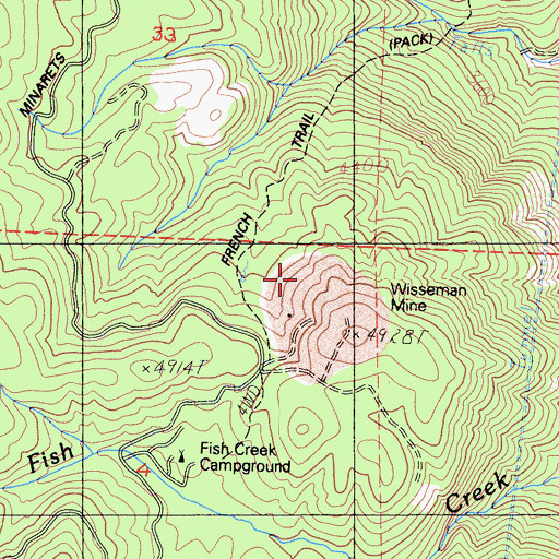 Topographic Map of Weissman Mine, CA