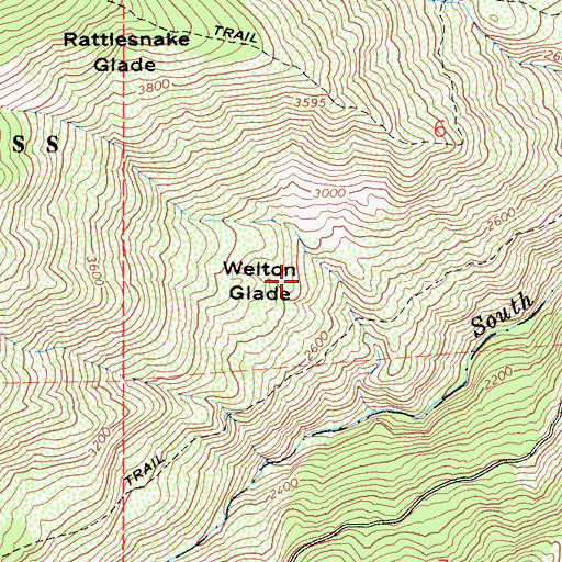 Topographic Map of Welton Glade, CA