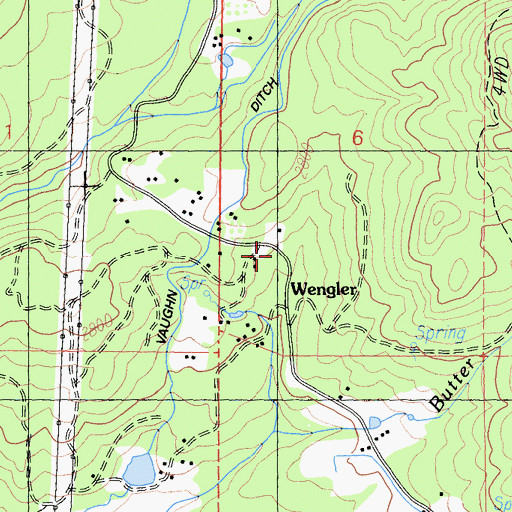 Topographic Map of Wengler, CA
