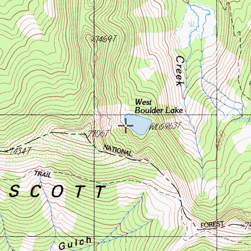 Topographic Map of West Boulder Lake, CA