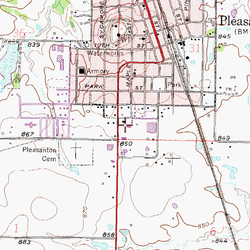 Topographic Map of Bykota Southern Baptist Church, KS
