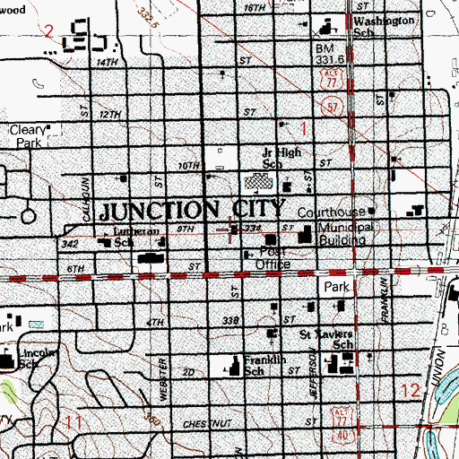 Topographic Map of Calvary Baptist Church, KS